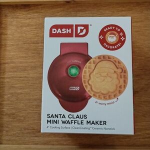 Dash, Santa Claus Mini Waffle Maker, NWT, Non-stick, 4" Cooking Surface